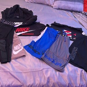 Nike & Under Armour lot of 8 youth size small, Dri-fitEUC, shorts, hoodie, shirt